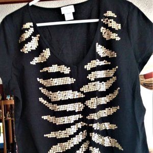 JACKLN SMITH SEQUIN DECORATED LIGHT KNIT TOP